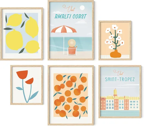Vista 22 de HAUS AND HUES Decoración de Pared Naranja Arte de Galería Juego de 6 - Pósteres para Estética de Habitación Psicodélica, Arte de Pared Rosa y 70 s