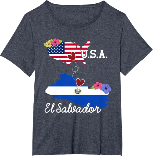 Vista 26 de Camiseta con la bandera salvadoreña de El Salvador de Estados Unidos para mujeres y hombres