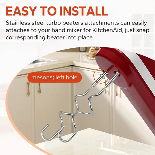 Vista 6 de Kitchenaid - Juego de 4 accesorios para batidoras de mano Kitchenaid, con ganchos de masa de acero inoxidable compatibles con Kitchenaid KHM3 KHM5