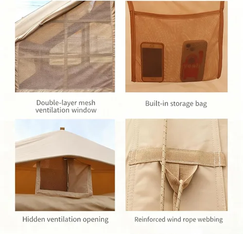 Vista 4 de Tiendas inflables para 5-8 personas de 129 pies cuadrados, tienda de campaña de inflado rápido, tienda de campaña Oxford Glamping 300D con gato
