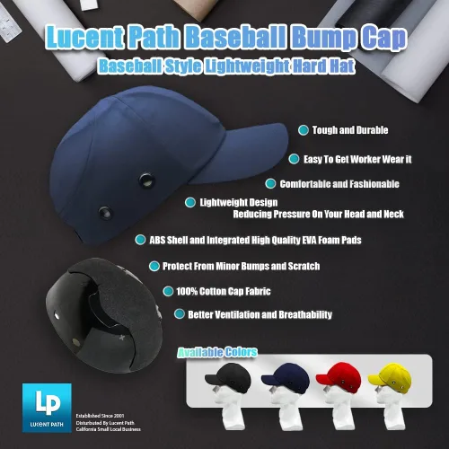 Vista 8 de Casco de béisbol azul océano de seguridad para hombres y mujeres
