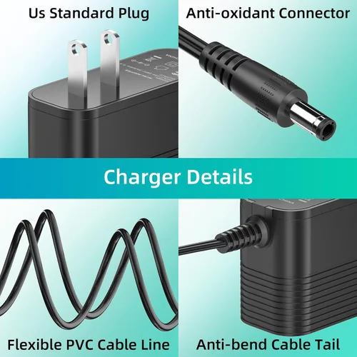 Vista 6 de Cargador para teléfono Yealink Adaptador de fuente de alimentación AC DC compatible con teléfonos IP Yealink SIP-T29G, T46S T48S, T58A, T58-CAM
