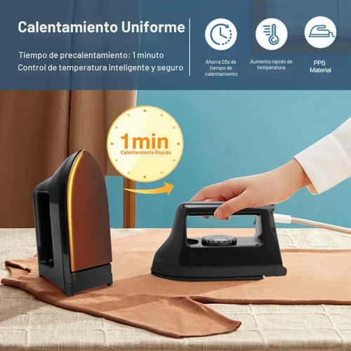 Vista 3 de Mini plancha para manualidades y acolchados, máquina eléctrica de prensa de calor para viajes y hogar para suministros de costura (negro)