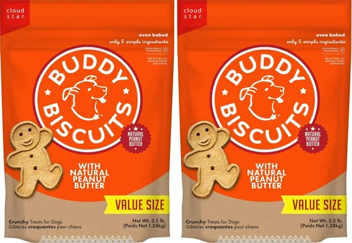 Vista 11 de Buddy Biscuits Bolsa de golosinas crujientes para perros de 2 libras, hecha con mantequilla de maní