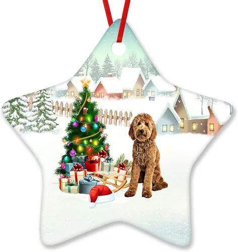 Vista 29 de Prezzy Airedale Terrier - Adorno para decoración de árbol de Navidad, regalos lindos para amantes de los perros, para familiares y amigos, nuevo