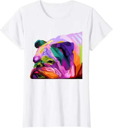 Vista 19 de Camiseta de retrato pop artístico de bulldog británico inglés para dueños de perros, Negro, S