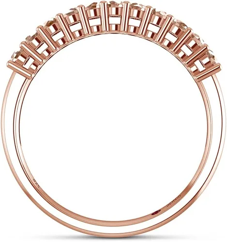Vista 5 de Colección de 13 CTTW Anillo de compromiso apilable de aniversario y boda con piedras preciosas de corte redondo de 13 CTTW en oro de 14 quilates