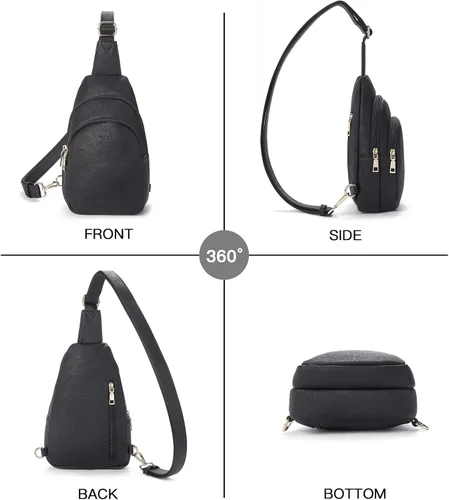 Vista 70 de Telena Riñonera pequeña para mujer, de cuero, cangureras, bolsa de pecho para mujer