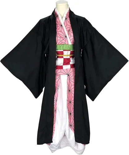 Vista 4 de Disfraz de anime para cosplay de Kamado Nezuko, capa de Halloween, unisex