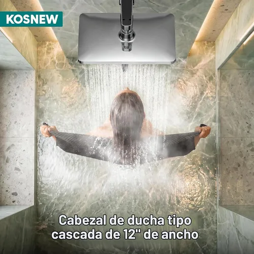 Vista 2 de KOSNEW® 12" XXL Rainfall Shower Head with Handheld Combo, Chrome Polished