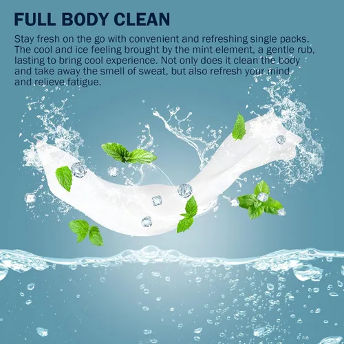 Vista 7 de YAKAMOZ Toallitas corporales extra grandes, sábanas de ducha sin agua con aloe y menta, 24