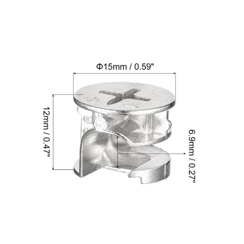 Vista 2 de HARFINGTON Tuerca de bloqueo de leva para muebles, 8 unids 0.591x0.472 in Conector de junta Tuercas de bloqueo Muebles Conexión Accesorios de leva