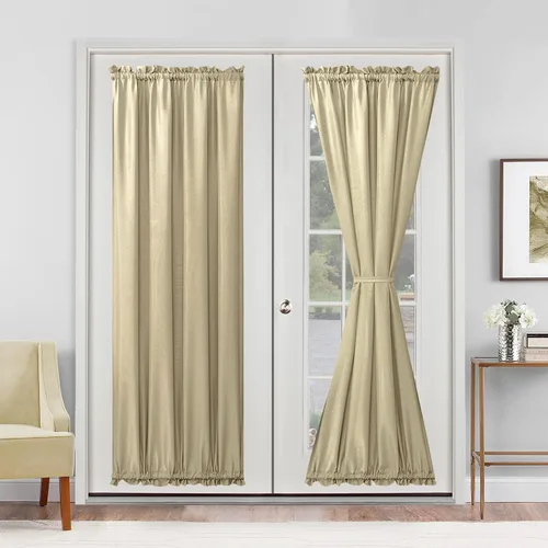 Vista 70 de Cortinas para puerta francesa, color aguamarina, 24 pulgadas de ancho x 40 pulgadas de largo, 1 panel Bolsillo para barra, semitransparente