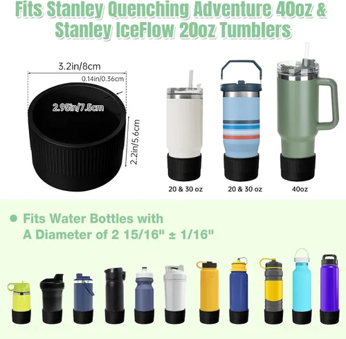 Vista 6 de NiHome Stanley IceFlow - Bota de silicona sin BPA, funda antideslizante para vasos Stanley Quencher H2.0 de 40 oz30 oz20 onzas, Stanley IceFlow 30