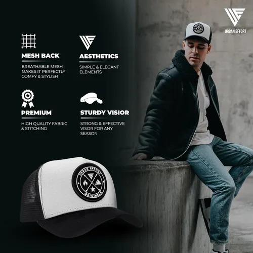 Vista 173 de Urban Effort Gorra trasera de malla, para hombres y mujeres, gorra de béisbol de 5 paneles, gran cierre a presión para caza y senderismo
