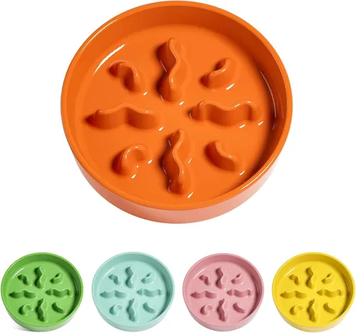 Vista 12 de Cuencos de cerámica para alimentación lenta para perros de raza pequeña, 0.5 tazas de plato de comida para perros que comen rápido, cuenco Azul
