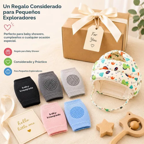 Vista 9 de Juego de protectores de cabeza y rodilleras para bebé, casco de bebé suave y ajustable para gatear, gorra de protección de cabeza infantil con 5