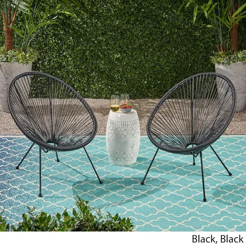 Vista 4 de GDFStudio Noble House Anson - Silla de tela hamaca para exteriores, color negro (juego de 2)