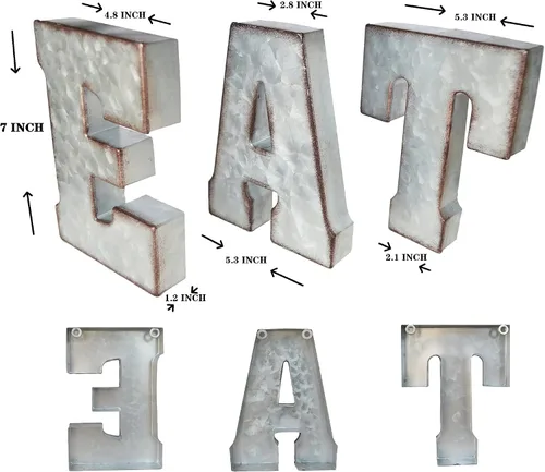 Vista 7 de Zoreal Letrero de comer galvanizado con letras rústicas de metal para decoración de pared