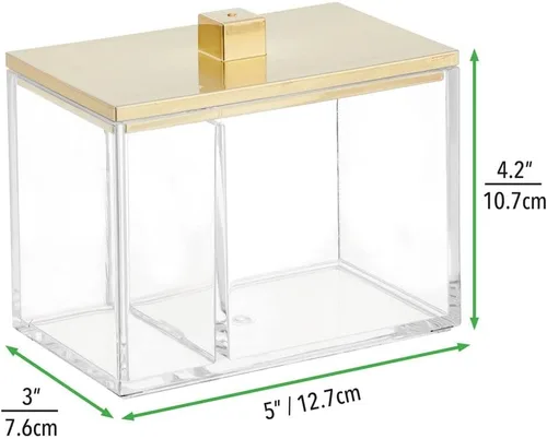 Vista 6 de mDesign Organizador Moderno Cuadrado para Encimera de Tocador de Baño, Recipiente Tarro de Almacenamiento para Hisopos de Algodón, Discos, Bolas