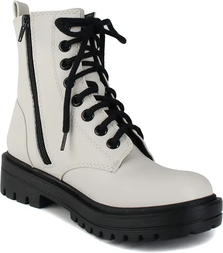 Vista 4 de SODA FIRM - Botines de combate con suela con tacos, cordones y cremallera lateral