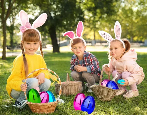Vista 4 de Chochkees Huevos de Pascua rellenables (paquete de 6) huevos de Pascua de plástico metálicos gigantes de 6 pulgadas, se mantienen verticales