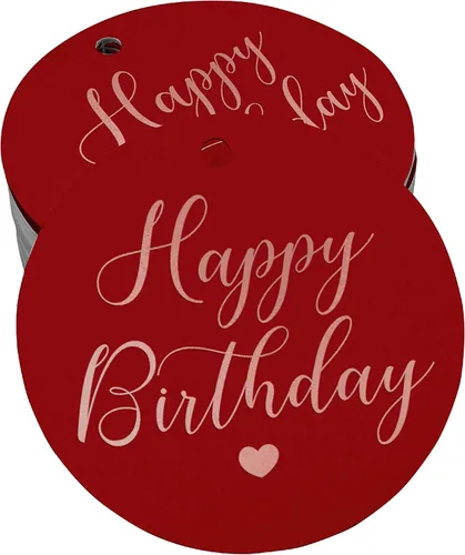 Vista 54 de Etiqueta de papel para colgar con texto en inglés «Happy Birthday» (50 unidades)