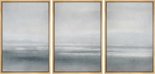 Vista 104 de SIGNWIN Lienzo enmarcado para pared, juego de arte abstracto de serenidad costera, ilustraciones abstractas junto al mar, arte moderno, decorativo