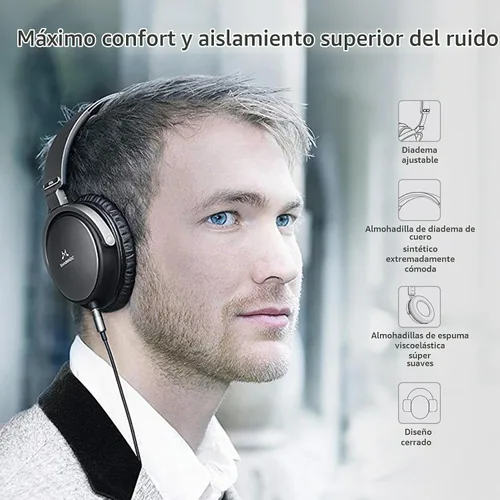 Vista 9 de SoundMAGIC Auriculares con cable en la oreja P55, HiFi, cable desmontable