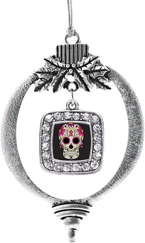 Vista 117 de Inspired Silver - Nana púrpura - Adorno de Navidad plateado - Adorno cuadrado para árbol de Navidad con circonita cúbica - Decoración colgante