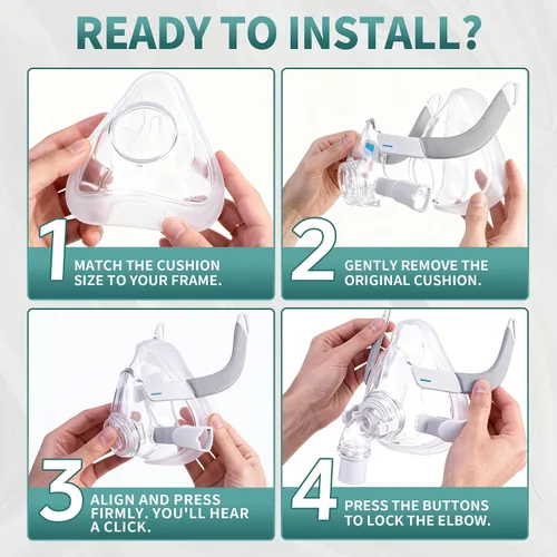 Vista 3 de Paquete de 2 cojines de repuesto para AirFit F20 mediano, cojín de máscara CPAP de cara completa para ResMed AirFit F20 (mediano)