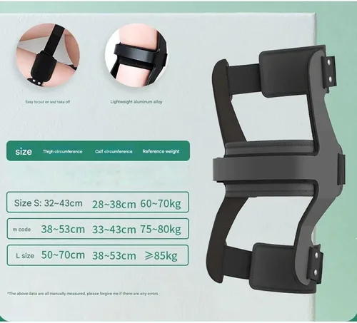 Vista 2 de Soporte inmovilizador fijo de rodilla, ortesis de hiperextensión de rodilla, se usa en 10 segundos, diseño antirotación, ligero y cómodo