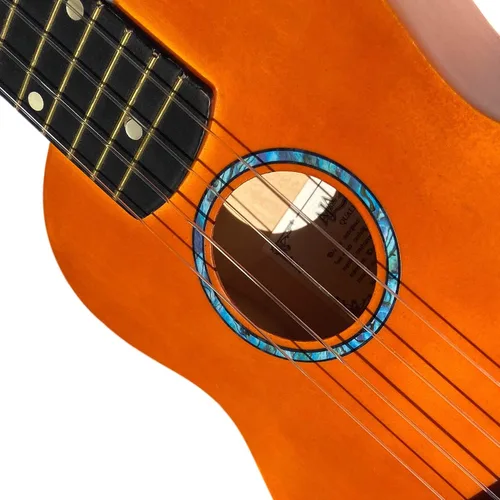 Vista 6 de Inlaystickers para ukeleles soprano - Roseta de agujero sonoro/Purfling - Azul abulón
