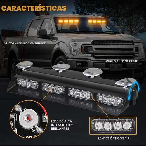 Vista 3 de XRIDONSEN Luces estroboscópicas de emergencia para salpicadero, advertencia intermitente de seguridad ámbar con controlador de pantalla digital