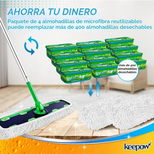 Vista 8 de KEEPOW Recambios húmedos reutilizables XL compatibles con Swiffer Sweeper