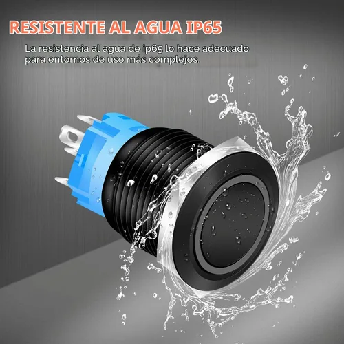 Vista 6 de DaierTek - Interruptor de botón de encendido y apagado, 0.472 in CC, 4 pines, 12 V, impermeable, interruptor de metal con arnés de cableado y luz