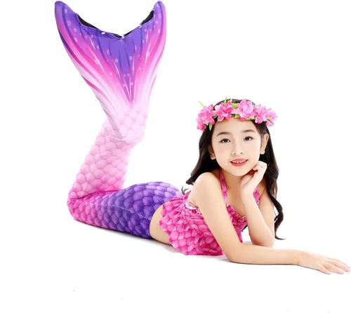 Vista 3 de Kakawayi traje de baño de 3 piezas, diseño de cola de sirena, para niñas