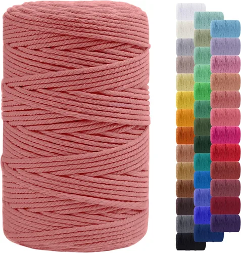 Vista 93 de Cordón de macramé de 0.079 pulgadas, cuerda de algodón natural de 109 yardas, hilo de cuerda de macramé para manualidades, ganchos de pared