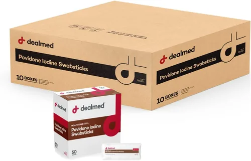 Vista 8 de Dealmed Povidone yodo 10% hisopos – Paquetes sellados individualmente perfectos para el cuidado de heridas y botiquines portátiles de primeros