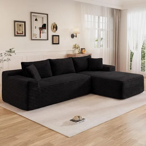 Vista 45 de Sofá modular sin hueso de 95 pulgadas, en forma de L con diván, tapicería de pana suave, asiento profundo, moderno y cómodo sofá para sala de estar
