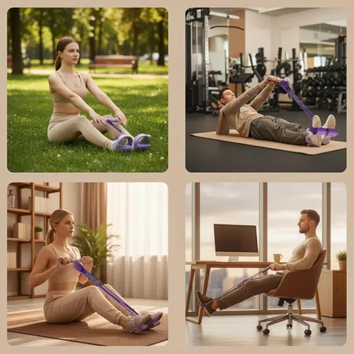 Vista 6 de Banda de resistencia de pedal con mango, bandas de resistencia con asas, cuerda de tensión multifunción, extractor de pedal de yoga elástico de 6