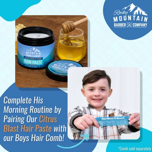 Vista 6 de Rocky Mountain Barber Company Pasta de peinado infantil para niños, bañera grande de 4 onzas, gel de sujeción media para todos los peinados, aroma