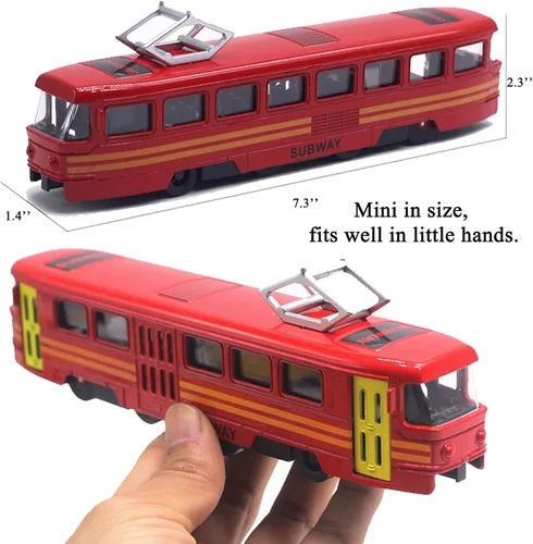 Vista 4 de OTONOPI Juego de Tren de Juguete Tren de Metro Bala Tren de Alta Velocidad Locomotora Motor Coche Modelo de Metal para Niños Paquete de 4