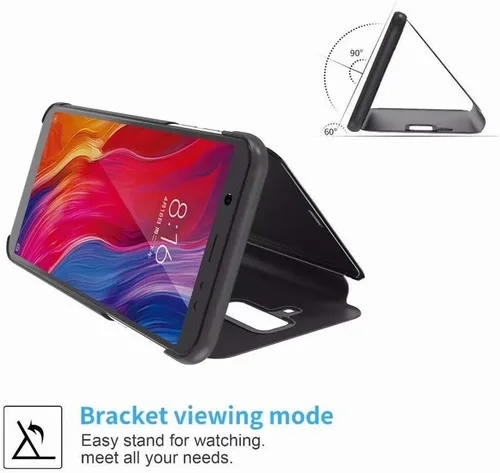 Vista 6 de CCSamll - Funda de espejo para Honor 70 compatible con carga inalámbrica, cubierta transparente inteligente ultra fina con función atril