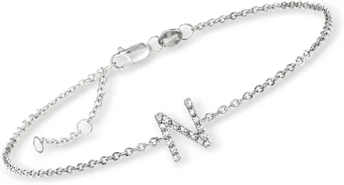 Vista 4 de RS Pure by Ross-Simons Diamond-Accented Single-Initial Bracelet in Sterling Silver