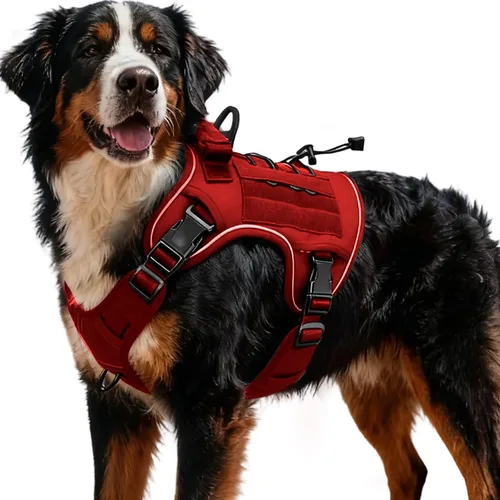 Vista 103 de Arnés táctico para perros grandes, chaleco reflectante ajustable sin tirones con sistema Molle, control de grado militar K9 para entrenamiento