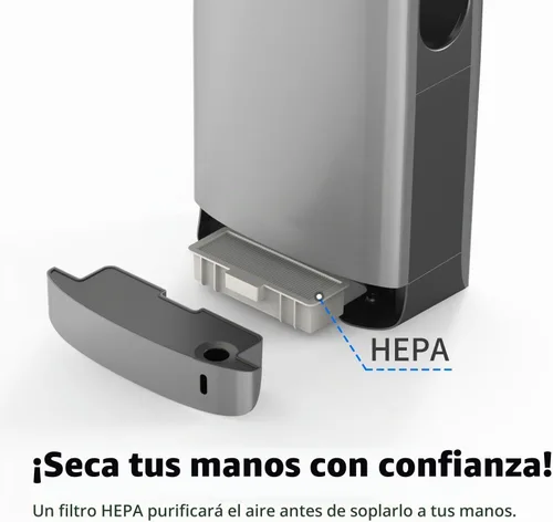 Vista 3 de AIKE - Secador de manos vertical delgado, 110-130 V para baño, elegante plateado AK2065 AIKE Classic Double Sided High Speed Slim Hand Dryer,HEPA