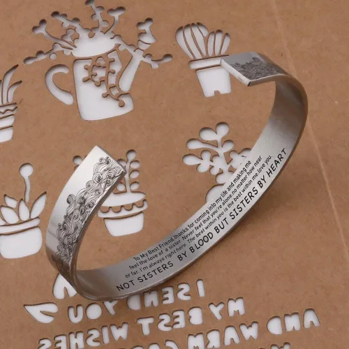 Vista 2 de Fuqimanman2020 Pulseras inspiradoras para mujeres y niñas, regalo personalizado para ella, brazalete de mantra grabado, cumpleaños, Navidad, joyería