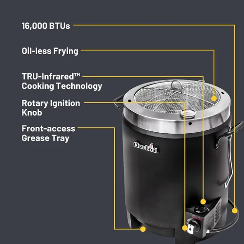 Vista 5 de Charbroil® La Gran Facilidad® TRU-Tecnología de Cocina Infrarroja™ Freidora de Pavo de Gas Propano de Acero Inoxidable Sin Aceite, Negra - 17102065