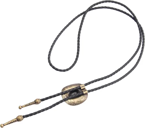 Vista 298 de Jeilwiy Corbata de bolo para hombre, corbata de vaquero occidental, collar de corbata de bolo dorado, corbata de cuero, corbata de Halloween